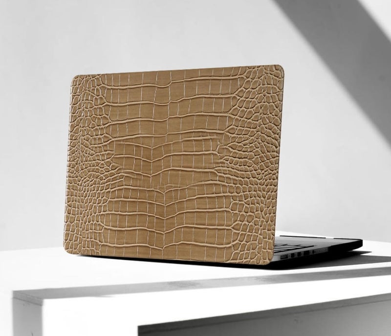 KEROM Compatible with Crocodile MacBook Air 13 Inch Case 2025-2022 M4 M3 M2 A3240 A3113 A2681, Textured Elegant Luxury Aligator Skin Snakeskin PU Leather Hardshell Case & Keyboard Cover, Brown - Image 1
